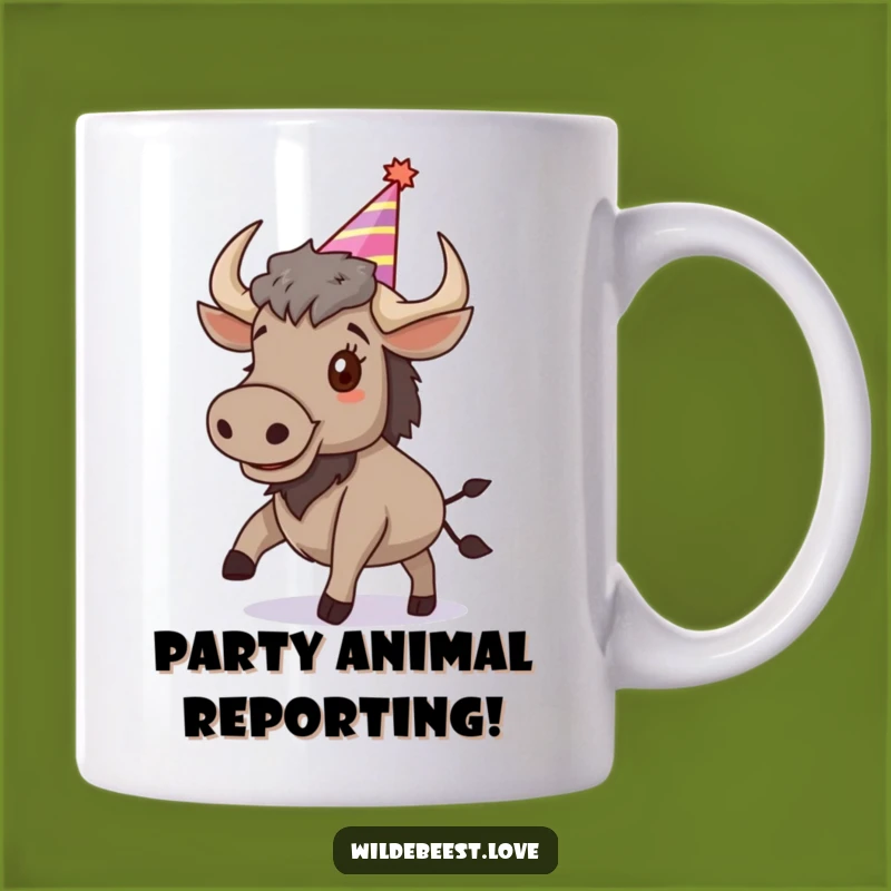 Funny Wildebeest Party Mug: Bouncing Celebration for Joyful Fun