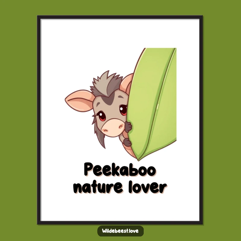 Funny Wildebeest Digital Art: Playful Peeking for Instant Charm