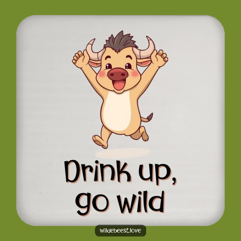Funny Wildebeest Coaster: Protect Surfaces with Energetic Flair