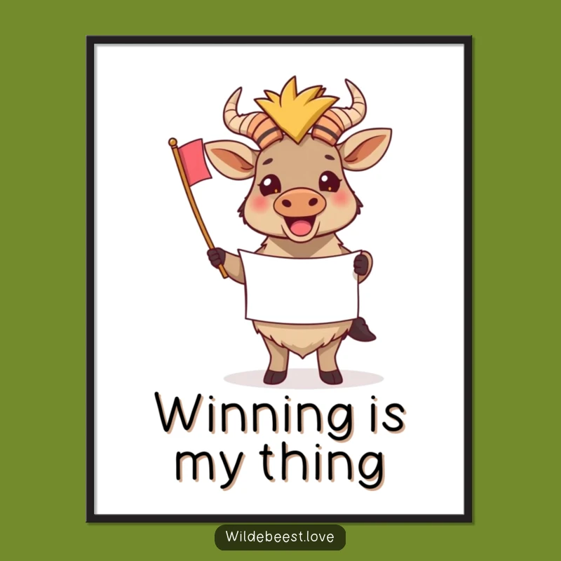 Funny Wildebeest Poster: Cheerful Banner for Encouraging Wall Art