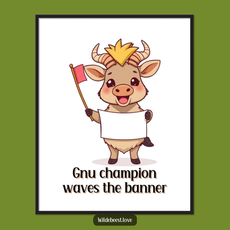 Free Printable Wall Art: Cheerful Wildebeest Spreading Joy!