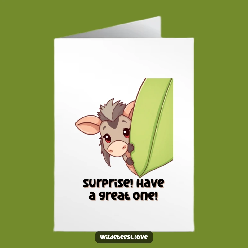 Free Printable Birthday Card: Playful Wildebeest Surprise!