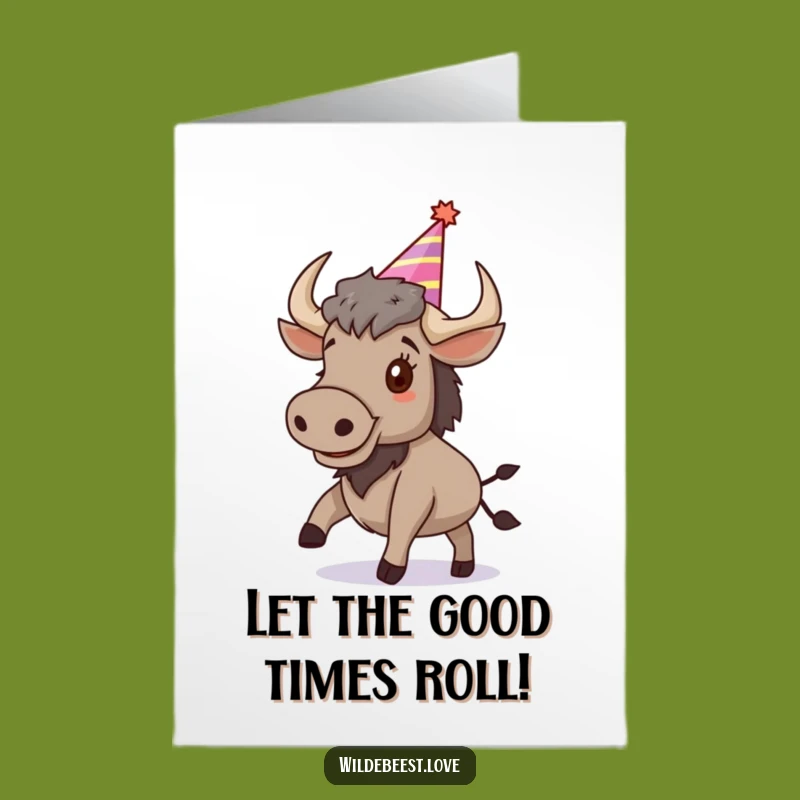Free Printable Congrats Card: Bouncing Wildebeest Celebrates Your Win!