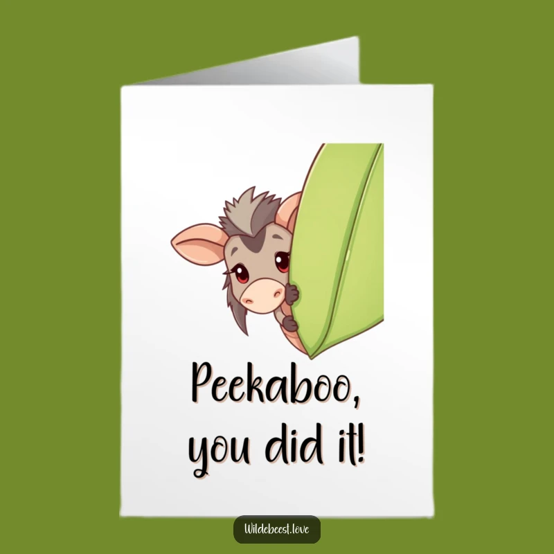 Free Printable Congrats Card: Wildebeest Peeks Out to Celebrate!