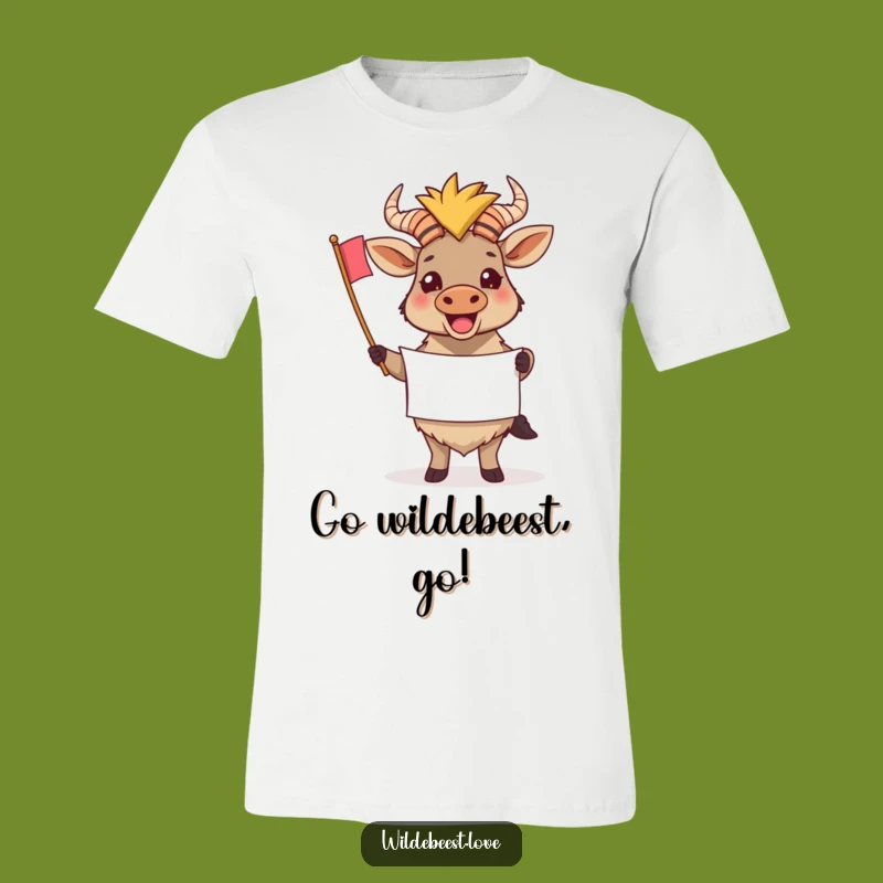 Funny Wildebeest Banner T-Shirt: Cheerful Supporter Tee for Victories