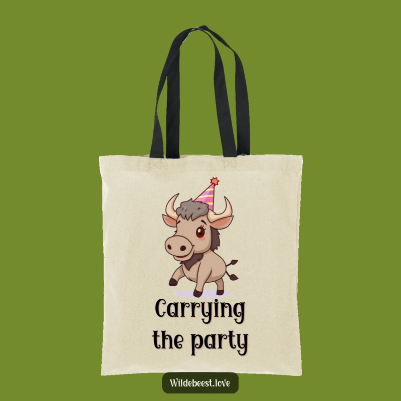 Funny Wildebeest Tote Bag: Carry the Party with Bouncing Fun